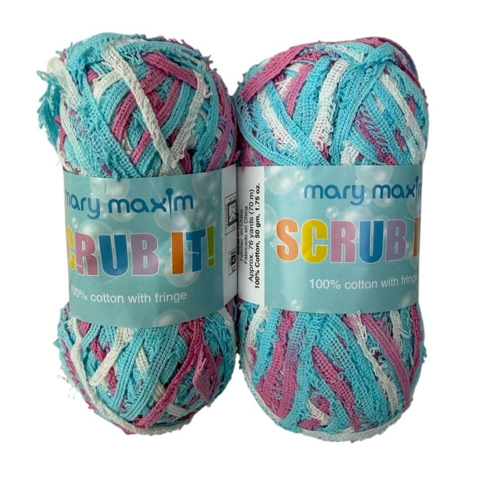 Mary Maxim Scrub It Color Spring 1505 Cotton 1.75 oz 76 Yards Lot of 2